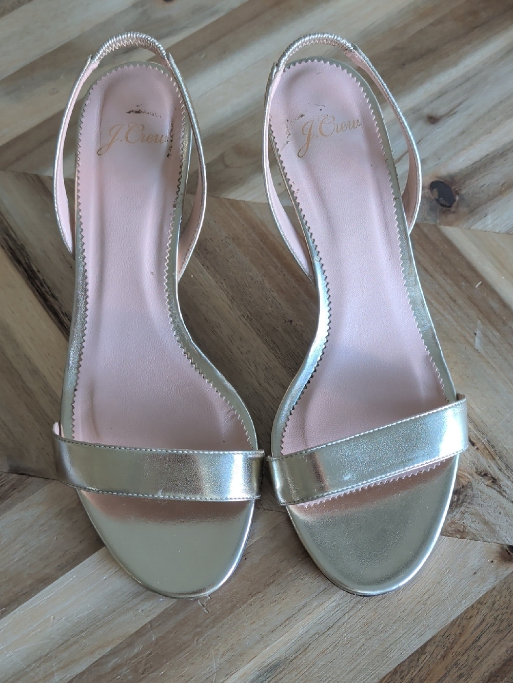 GUC J. Crew Metallic Gold Simple Slingback Heels